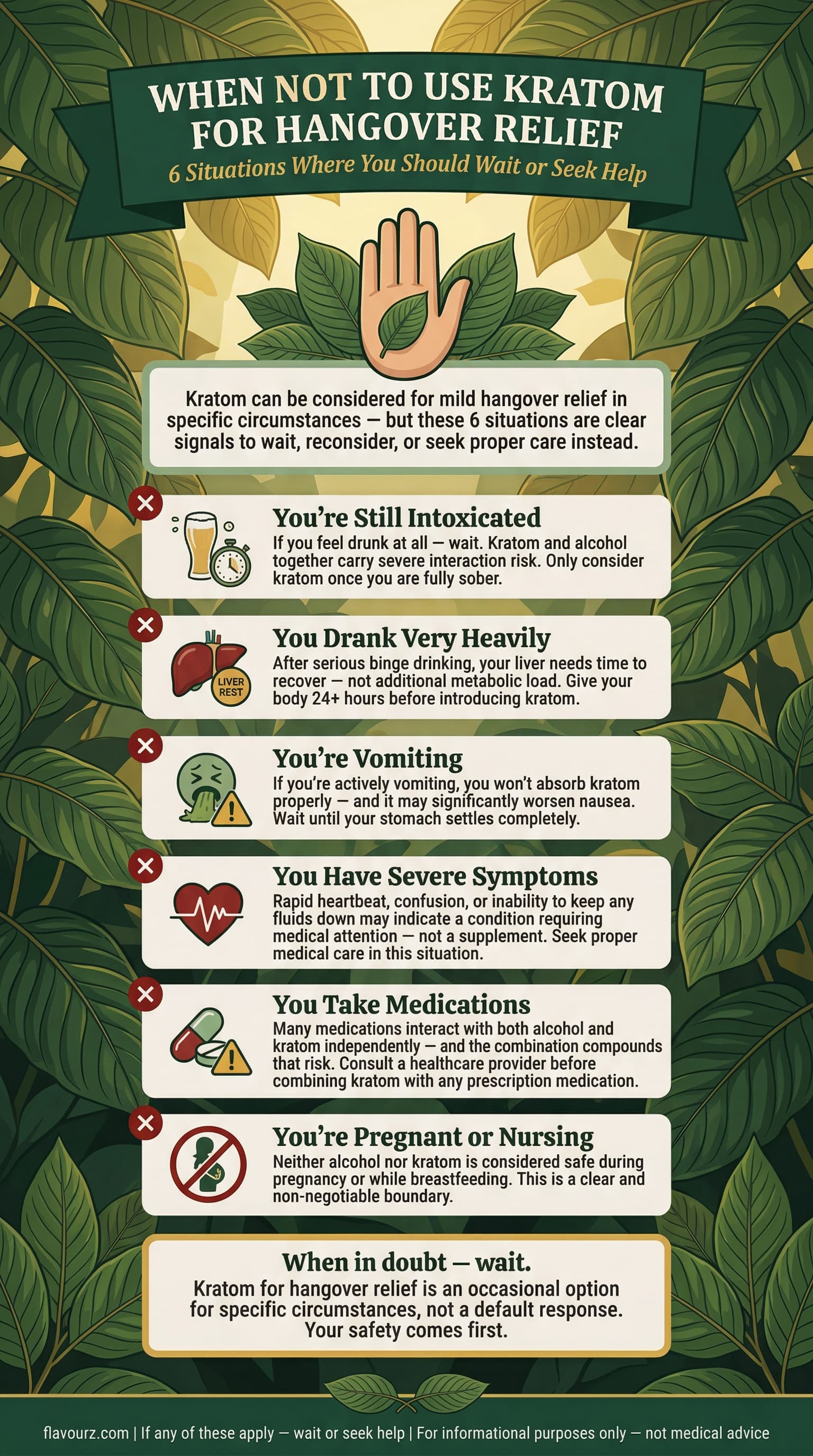 infographic for Warning Signs When Not to Use Kratom